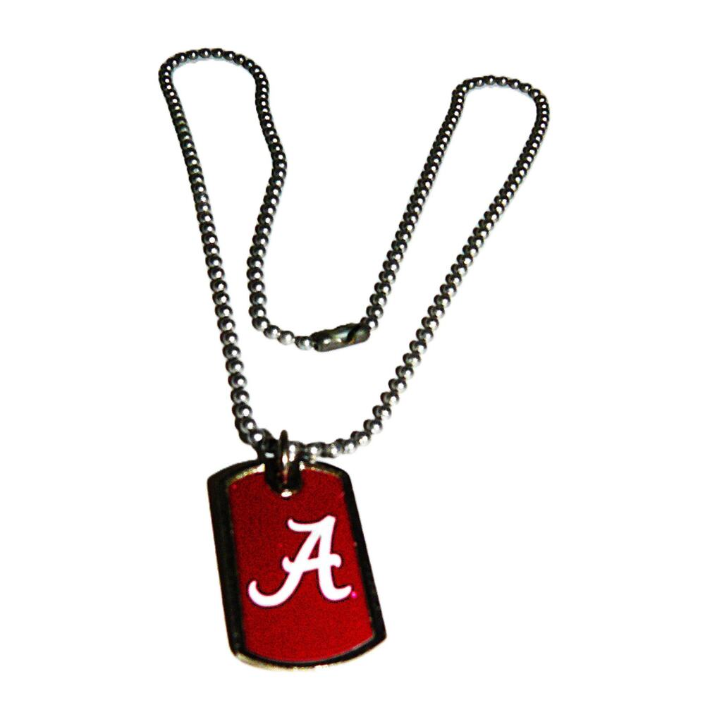 University Of Alabama Dog Tag Necklace With Ball Chain In Red & Silver Unisex